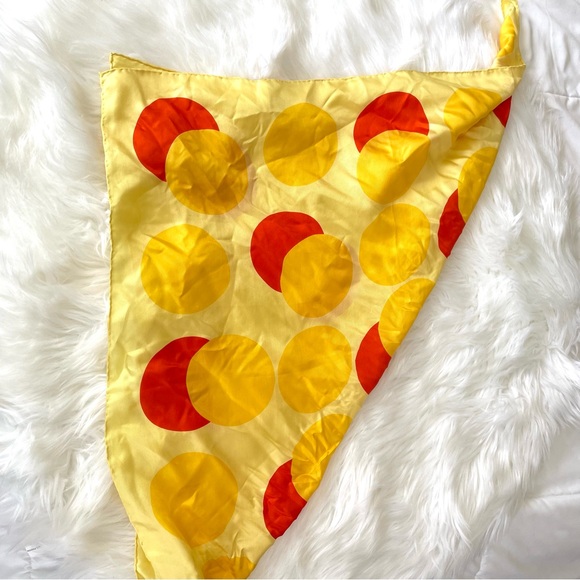 Vintage Echo 100% Silk Scarf Square Yellow and Orange Dots / Circles 31 x 31 in. - Picture 7 of 9